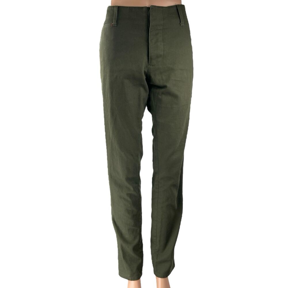Eighteen Waits Women's Green Mid Rise Slim Straight Leg Trousers Pants Size 31
